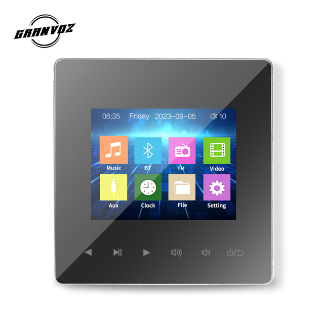 3 Inch LCD Smart Wall-Mounted Amplifier with 2x20W MAX Output and 10M Remote Control Range for Home