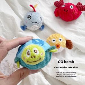 Juguetes de peluche de perro Bichón de dibujos animados, lindos, transfronterizos, para masticar y para la dentición, con bola elástica de TPR y características de sonido. - Product Image 2