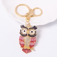 Porte-clés hibou créatif et mignon en alliage de zinc, incrusté de diamants, avec chaîne pendentif, coloré, de luxe, tendance, cadeau d'affaires Junge