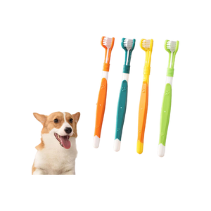 Soft Bristles Triple-headed Three Sided Plastic Oral <b>Cleaning</b> Dog Pet Toothbrush Grooming Tools <b>Brushes</b> - Product Image 1