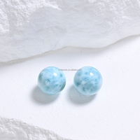 Anting-anting Pasangan Larimar Buatan Tangan - Batu Permata Karibia Berkualitas Tinggi, Halus dan Dipoles