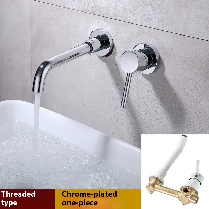 Modern Single-Handle Wall Mounted Brass Basin Faucet Concealed Hot and ...