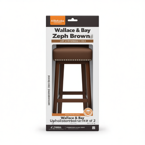 Wallace & Bay Upholstered <b>Barstools</b> Set Of 2 Brown <b>Wood</b> Frame Contemporary Design - Product Image 1