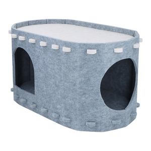 Giochi a 2 piani e casa per gatti addormentati <span class=keywords><strong>con</strong></span> soffice palline appese ai letti resistenti ai graffi in feltro Tunnel per gatti per animali domestici - Product Image 3