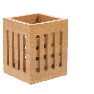 ที่ใส่ปากกาไม้ไผ่ทรงสี่เหลี่ยมสำหรับจัดเก็บอุปกรณ์สำนักงานและโรงเรียน - Product Image 5