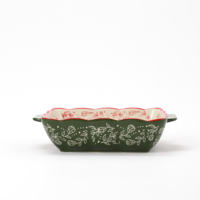 Plat de cuisson en porcelaine céramique Offre Spéciale avec poignée Plaques carrées durables peintes à la main Plateau de cuisson
