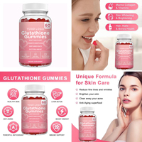 Gummies de collagène au glutathion à marque privée pour le blanchiment de la peau, 500 mg, puissant antioxydant, éclaircissant pour la peau, 60 unités