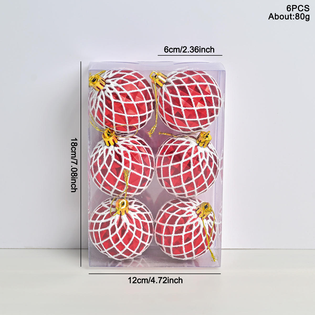 6-6PCS hand-painted embossed red