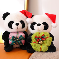 Adorable Peluche de Panda con Gorro Rojo, Relleno de Algodón Suave, Hermoso Adorno y Regalo Ideal para Navidad