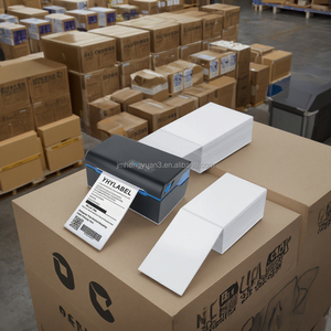 Fanfold 102x152 4x6 trực tiếp nhãn nhiệt nhãn dán mã vạch tự dính 4 "x 6" Fanfold vận chuyển nhãn nhiệt cho máy in nhiệt - Product Image 1