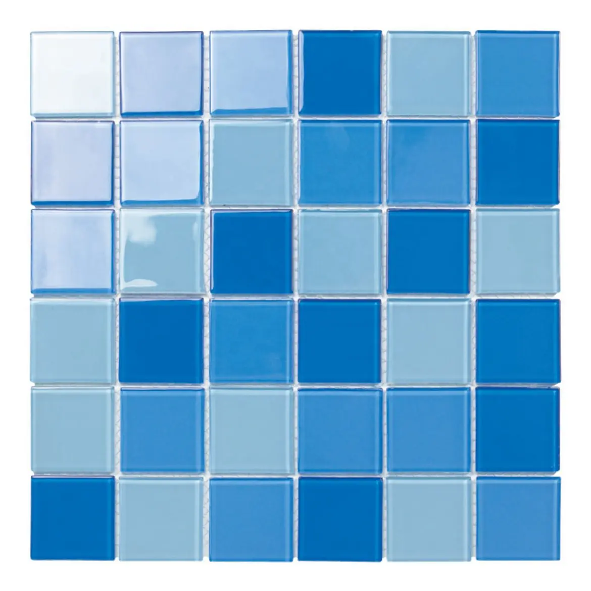 Mixed Light Blue 48x48mm Crystal Swimming Pool Glass Mosaic
