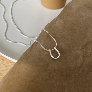 Collar de Cadena de Serpiente con Hebilla en Forma de U Geométrica, Plata de Ley 925, Cadena para Clavícula para Mujer, Uso Diario - Product Image 1