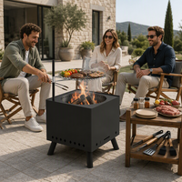 Barbecue portable de 34 pouces en acier inoxydable, foyer sans fumée pour jardin et terrasse