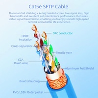 Cable Ethernet Cat5e SFTP de 305m, Cobre Desnudo 24AWG, Cable de Red LAN Blindado Anti-Interferencia, Transmisión Gigabit Estable