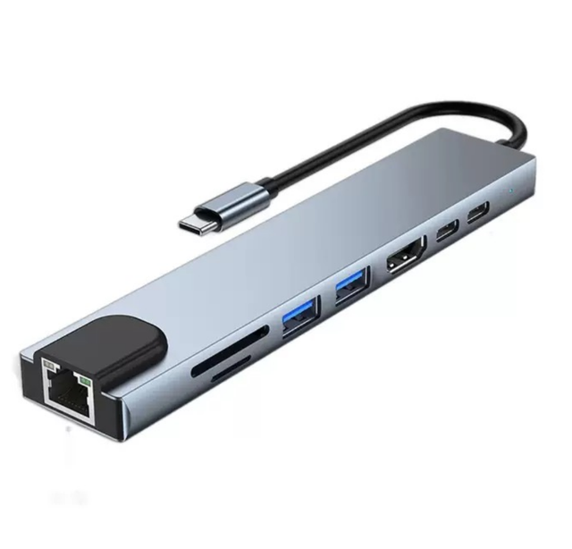 TUTI Low Price 8 in 1 USB Hub 3.0 Multiport Adapter SD TF PD 100W HDTV 4k30hz RJ45 100Mbps 8 in 1 Docking Station for Laptop/Mac