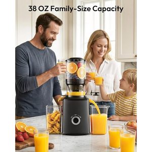 Extractor de jugos en frío Euhome con boca ancha de 5.1 pulgadas, extractor de jugos lento para frutas y verduras enteras, 150W, eléctrico, de acero inoxidable. - Product Image 5
