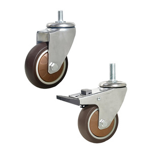 Roulettes silencieuses TPR pour meubles, axe coulissant M6/M10, frein universel, roue résistante à l'usure, capacité de charge 30 kg, roulement à billes - Product Image 1