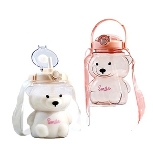 Copo Reutilizável em Forma de Urso de 1000ml com Canudo, Resistente ao Calor para Conjuntos de Café e Chá - Product Image 5