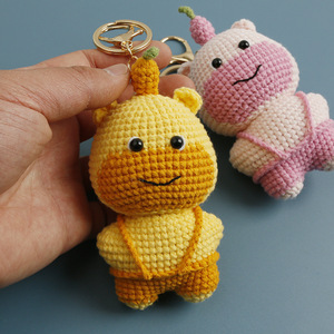 Lindo Llavero <span class=keywords><strong>de</strong></span> <span class=keywords><strong>Hipopótamo</strong></span> Tejido a Crochet, Mini Amigurumi, Colgante <span class=keywords><strong>de</strong></span> Ganchillo para Accesorios <span class=keywords><strong>de</strong></span> Bolsa - Product Image 2