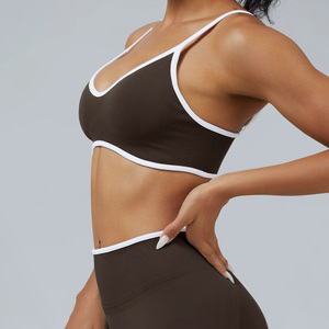 Vêtements de <span class=keywords><strong>sport</strong></span> sans couture en gros pour femmes, <span class=keywords><strong>ensemble</strong></span> de <span class=keywords><strong>fitness</strong></span> respirant à séchage rapide, <span class=keywords><strong>ensemble</strong></span> de <span class=keywords><strong>sport</strong></span> doux à compression élastique ajusté - Product Image 6