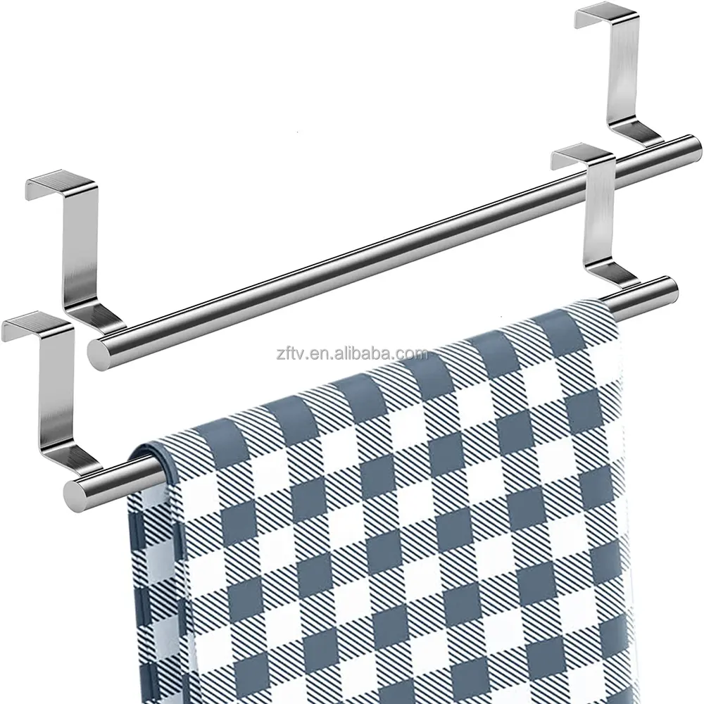 2 Size Towel Racks Over Kitchen Cabinet Door Towel Rack Bar Hanging Holder Bathroom Shelf Rack Home Organizer Long Wall Hook