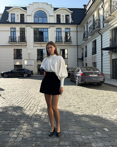 Camicetta da donna casual stile corte francese <span class=keywords><strong>bianca</strong></span> con colletto alla coreana e <span class=keywords><strong>maniche</strong></span> <span class=keywords><strong>a</strong></span> lanterna 2026 - Product Image 3