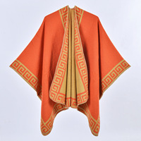 Écharpe-Châle de Luxe Designer d'Hiver Effet Cachemire Lourd pour Femme, Triangle Aiguille Double Face Jacquard Bohème Étole Cap Poncho