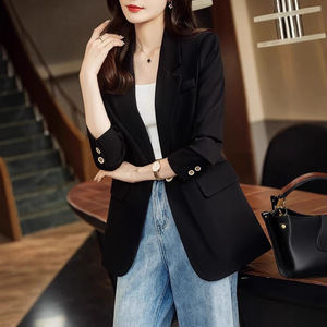 Women's Padded Blazer Thickened Solid Color Brown Suit Loose Fit Casual Korean Style 2025 Spring Autumn Wear - Product Image 3