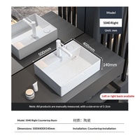 Lavabo de salle de bain en céramique blanche à poser sur comptoir D5040 avec vidange à droite pour projet hôtelier
