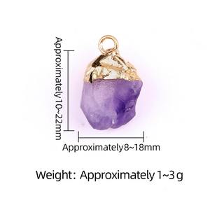 Collana di Tendenza con Ciondolo Charm in Pietra Grezza Intagliata Placcata Oro con Ametista e Turchese, Cristalli Naturali di Forma Irregolare per Regalo da Festa - Product Image 6