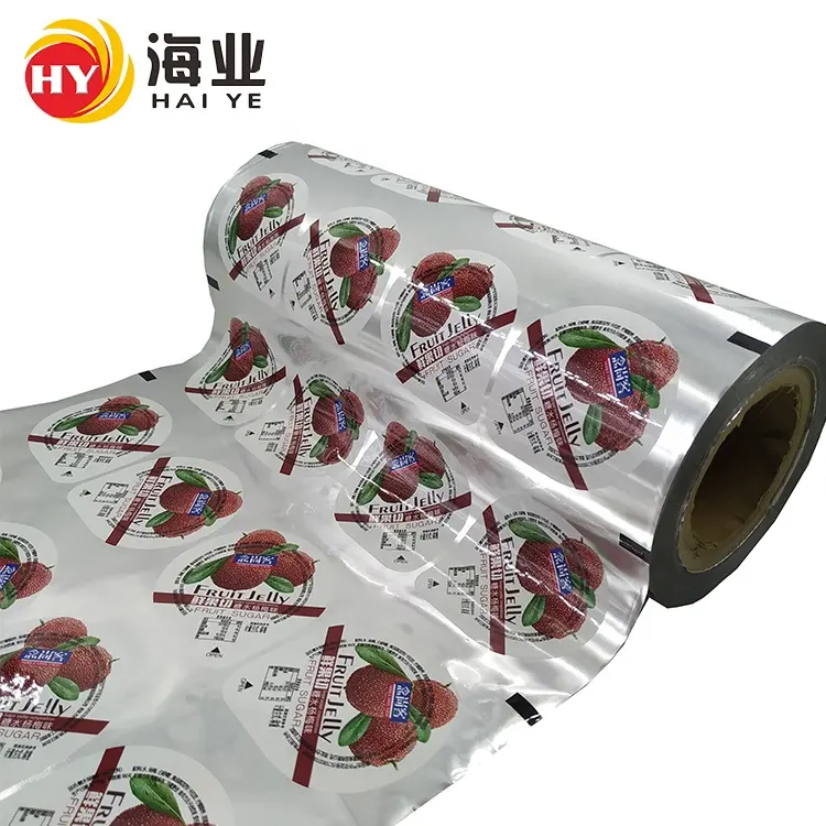 Haiye Op Maat Bedrukte Gelamineerde Warmteafdichting Krimpfolie Etiketten Plastic Bubble Thee Jelly Cup Afdichting Rolfolie