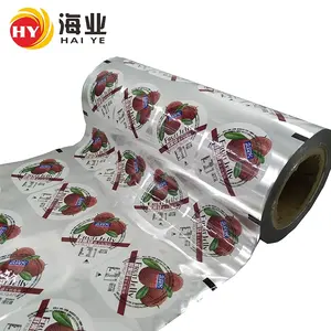 Haiye, sellador térmico laminado impreso personalizado, etiquetas de envoltura retráctil, rollo de película de sellado de taza de gelatina de té de burbujas de plástico