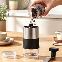 Mini moulin à café manuel portable au design classique en acier inoxydable avec meule en céramique réglable et logo personnalisé