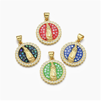 YH2050 Nouveauté Pendentif Vierge Marie en Coquillage Naturel et Zircon Micro-Pavé, Plaqué Or 18 carats, Breloques et Accessoires de Bijoux Religieux