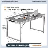 Table pliante réglable en hauteur en alliage d'aluminium, table de camping portable, mobilier d'extérieur, table de pique-nique pour la mise en place de stands