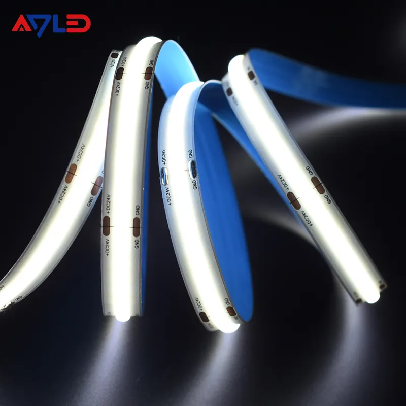 Bande Lumineuse Led Ultra High Density Warm White Led Strip 5m Roll Dimmable Dotless 12v Cob Led Strip Lights for For Bedroom