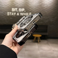 Coque de téléphone populaire électroplaquée transparente avec support magnétique et béquille pour iPhone 18 17 16 15 Pro Max