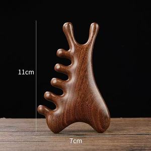 Sandalwood Massage Comb Head Meridian Comb Wide Tooth Therapy Wooden Comb - Product Image 4