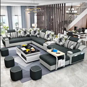 Produttore di fabbrica divano da soggiorno uso specifico e materiale in tessuto ad angolo divano specifico 7 posti Set mobili di lusso