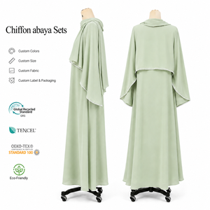 Set Abaya Hijab in Chiffon Premium a Strati, Vestito Interno <span class=keywords><strong>con</strong></span> Collo Tondo e <span class=keywords><strong>Mantella</strong></span>, Elegante <span class=keywords><strong>Abito</strong></span> Modesto, Fornitore OEM <span class=keywords><strong>con</strong></span> Etichetta Privata - Product Image 2