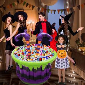 Enfriador de Bebidas Inflable con Forma de Caldero y Piernas de Bruja para Halloween, Decoración para Fiestas, Bar Flotante Inflable para Piscina - Product Image 5