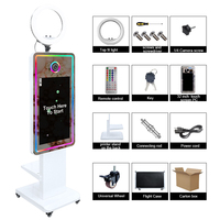 Cabina de Fotos con Espejo Táctil de 32 Pulgadas Lista para Enviar, Pantalla LCD, Software Gratuito, Compartir en Redes Sociales e Impresiones Instantáneas para Eventos