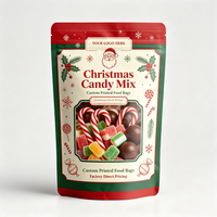Sacs d'emballage personnalisés pour bonbons de Noël, pochettes verticales refermables pour cadeaux de Noël et collations saisonnières