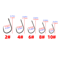 Hameçons sans ardillon en acier inoxydable à haute teneur en carbone avec revêtement PTFE Hirisi 8002, accessoires de pêche, 50 pièces par paquet