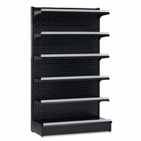 Étagère de présentation métallique robuste pour supermarché, simple face, réglable, avec grille, autoportante, revêtement en poudre époxy, pour magasin de détail