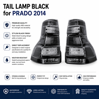 Paires de feux arrière fumés noirs, installation rapide Plug and Play, lampe d'avertissement arrière, pièce de rechange pour Toyota Prado 2014