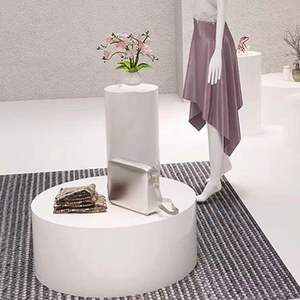 Table d'exposition carrée en MDF personnalisable de luxe pour magasin de vêtements, armoire en bois pour chaussures et sacs, mobilier <span class=keywords><strong>commercial</strong></span> - Product Image 4