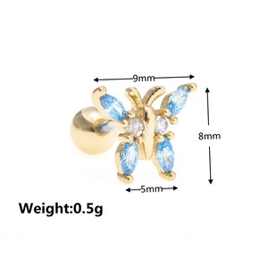 Petit Piercing <span class=keywords><strong>Femme</strong></span> Or 18k Laiton Métal Bijoux Doux Papillon <span class=keywords><strong>Oreille</strong></span> Os Clous Femelle Couleur Petit Animal Boucles <span class=keywords><strong>d</strong></span>'Oreilles Clous - Product Image 5