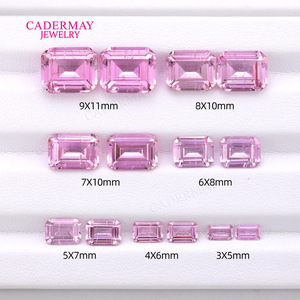 Cadermay Cherry Blossom Pink Emerald Cut Gemstones 3x5mm To 9x11mm For Jewelry Making - Product Image 1