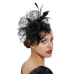 Horse Racing Festival <strong>Fascinator</strong> - Hot-Selling Striped Mesh Petite Headpiece European American Bridal Hair Accessory - Product Image 2